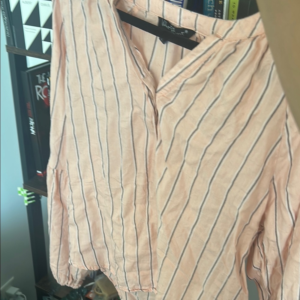 Velvet Heart Pink and Black 3/4 Sleeve Blouse